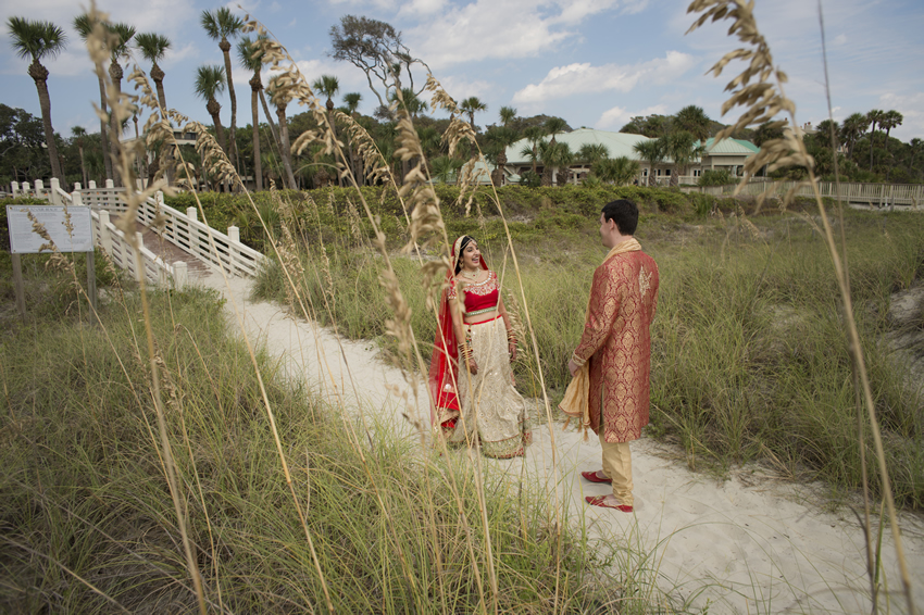 beach first look indian wedding